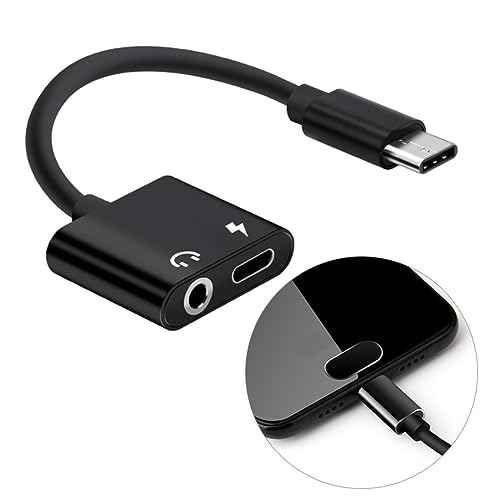 OSALADI 2 1 Typc-Kabel Type-C Charger and Audio Adapter Type-C Stereo Headphone Jack Adapter Type-C Earphone Adapter verdrahtet Kopfhörer Ohr Typ-C-Adapter 3,5 mm Typ-C-Adapterkabel Black von OSALADI