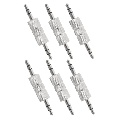 OSALADI 6St Audio-Docking-Stecker Audiokabel-Verlängerung Audioadapter für Mikrofone Audiokabeladapter Metall Audio Adapter Audio männlich zu männlich 3,5 mm Stecker auf Stecker Silver von OSALADI