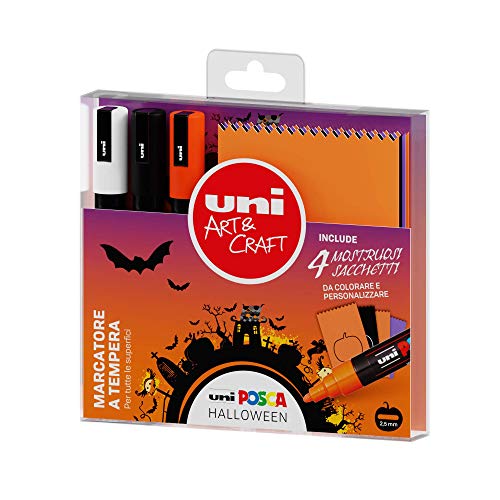 Uni-Posca Halloween-Set – Marker mit mittlerer Spitze + Taschen zum Personalisieren von OSAMA