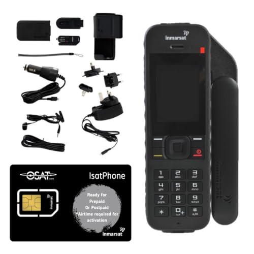 OSAT Inmarsat IsatPhone 2.1 Satellitentelefon mit Prepaid-/Postpaid-SIM-Karte – bereit zur Aktivierung – Sprache, SMS-Nachrichten, GPS-Tracking, weltweite Abdeckung, SOS-Notfall - Schwarz von OSAT