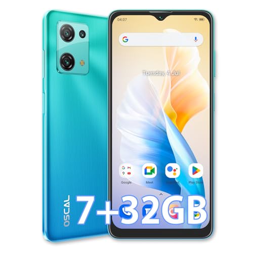 OSCAL Smartphone Ohne Vertrag 7GB RAM 32GB ROM 1TB TF/SD, C30 Android Handy Günstig 6,5 Zoll HD+ Display, 5080mAh 12MP Kamera, 4G Dual SIM Simlockfreie Handys 3 Kartenslot, 5G Wi-Fi BT5,0 OTG von OSCAL