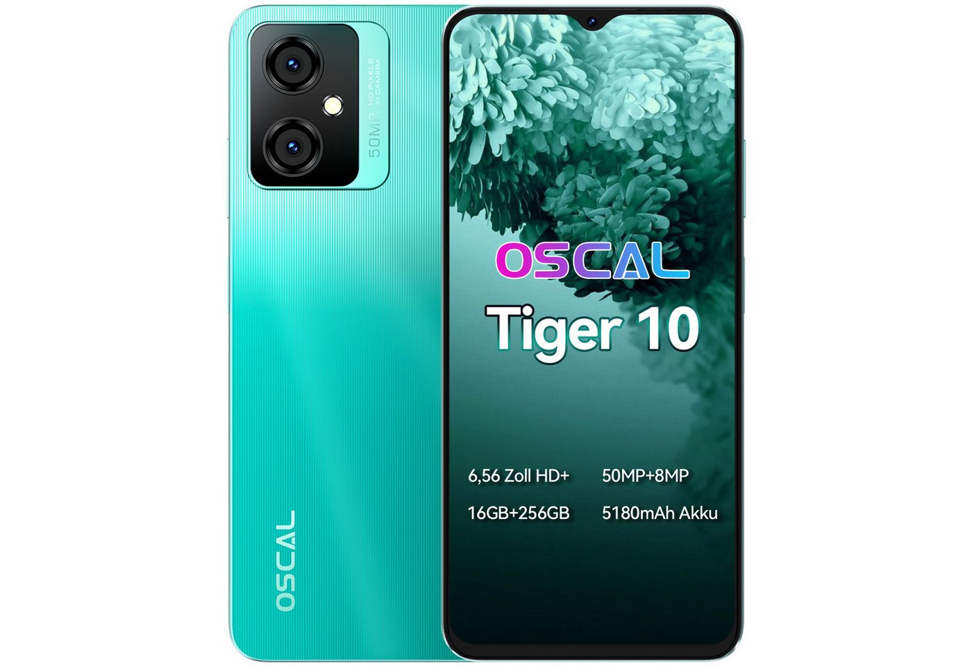 OSCAL Tiger 10 Smartphone (6.56 Zoll, 50 MP Kamera, Fingerabdruck, Dual SIM 4G, Android 13) von OSCAL