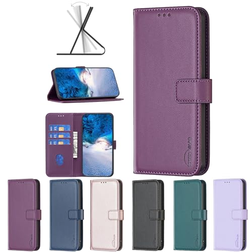 OSNCG Handyhülle für Tecno Spark 10 4G Hülle Kompatibel mit Tecno Spark 10 4G Hülle Case Handyhülle Schutzhülle [PU-Leder+Silikon Innenschale] YXBF17-Deep Purple von OSNCG