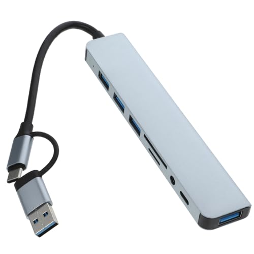 OSOLADY multifunktionaler Knotenpunkt mehrere W-LAN Multi-Ladestation Häfen Kabel Laptop-dockingstation USB-Port-Expander USB-Anschlüsse USB zusätzliche anschlüsse für Laptop Metall Silver von OSOLADY