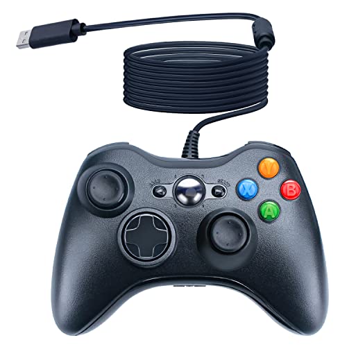 OSTENT Verdrahtet USB Controller Gamepad Joystick Joypad Kompatibel für Microsoft Xbox 360 Konsole Windows PC Laptop Videospiele Farbe Schwarz von OSTENT