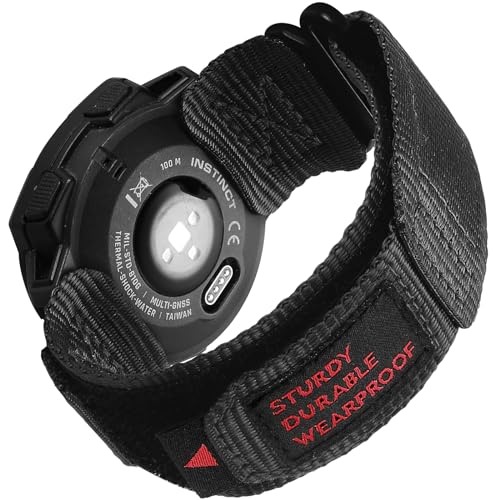 OTOPO Uhrenarmbänder für Garmin Instinct/Instinct 2 Solar Armband, Robust Nylon Sport Ersatzarmband für Herren und Damen für Garmin Instinct Tactical/Esports/Solar/Tide -Schwarz von OTOPO