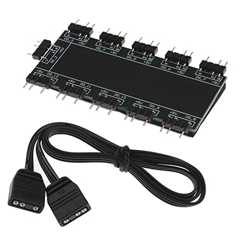 10-Kanal-RGB-Hub PC-Gehäuse Lüfter-Hub CPU-Kühlungs-Hub PC-Motherboard RGB-Lüfter-Verlängerungskabel RGB-LED-Splitter-Hub für PC-Desktop-Computer 5V 3-Pin von OTOTEC