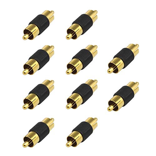 Cinch-Verlängerungskonverter, Stecker auf Stecker, vergoldet, Audio-Video-Adapter, Stecker für die meisten Pro und Heim-Audio-Geräte, 10 Stück von OTOTEC