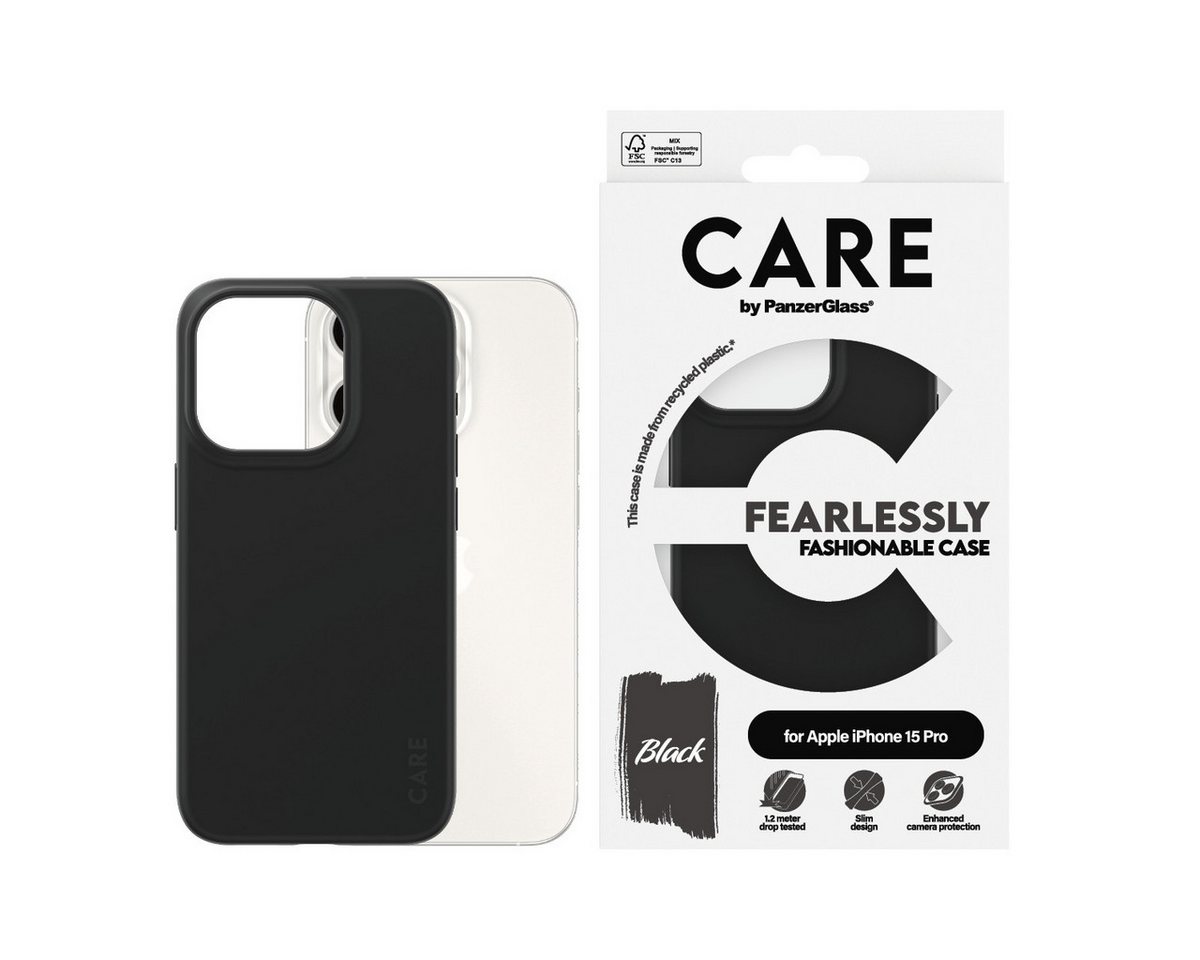 CARE by PanzerGlass Handyhülle Fearlessly Fashionable Case für Apple iPhone 15 Pro Fashion Black, Backcover, Schutzhülle, Handyschutzhülle, Case, Schutzcase, stoßfest von CARE by PanzerGlass