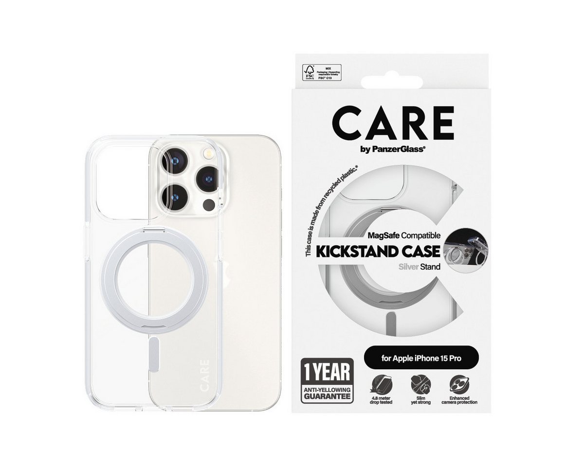 CARE by PanzerGlass Handyhülle Kickstand Case mit MagSafe für Apple iPhone 15 Pro, Backcover, Schutzhülle, Handyschutzhülle, Case, Schutzcase, stoßfest von CARE by PanzerGlass