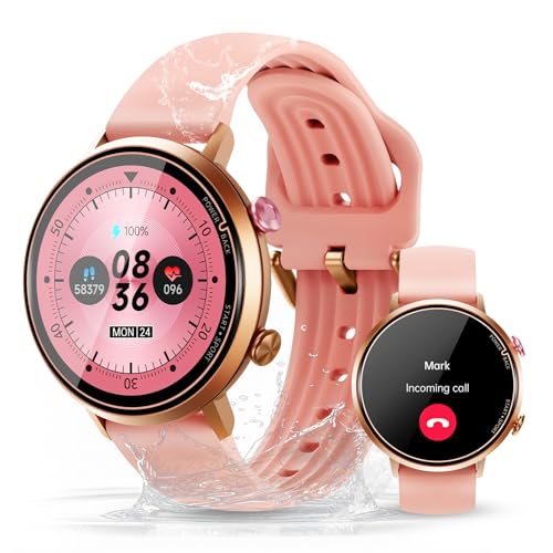 OUKITEL BT60 Smartwatch Damen,1,32" HD Amoled Touchscreen Uhr, 100+ Sportmodi Tracker Fitnessuhr, Bluetooth 5.2, 5ATM Wasserdicht Watch mit Schrittzähler Schlafmonitor Pulsuhr für iOS Android Pink von OUKITEL