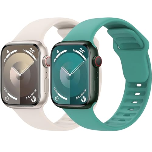 OULUOQI Original Sport Armband Kompatibel mit Apple Watch Armband 40mm 41mm 38mm 42mm 44mm 45mm 46mm 49mm, [2 Stück] Weiches Silikon Ersatz Armbänder für SE Ultra 2 iWatch Series 10 9 8 7 6 5 4 3 2 1 von OULUOQI