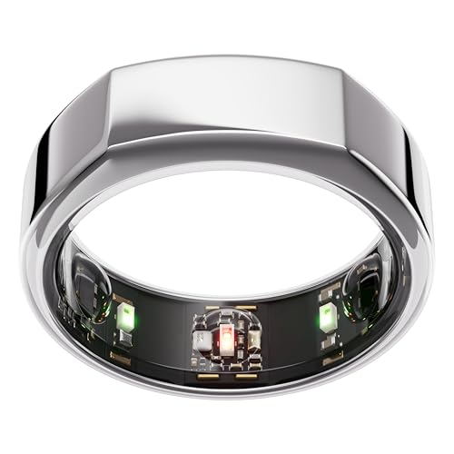 Oura Gen3 Heritage Smart-Ring - Größe 10, Silver | Wearable für Schlaf-, Herzfrequenz- und Fitnesstracking - Bis zu 7 Tage Akkulaufzeit - Kompatibel mit iOS/Android - Bestimme deine Größe vor dem Kauf von OURA