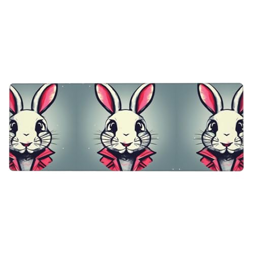 Bunny Rabbit Extra große Gummi-Tastaturunterlage, multifunktionale Schreibtischunterlage, Bürounterlage, Spiel-Lernunterlage von OUSXC