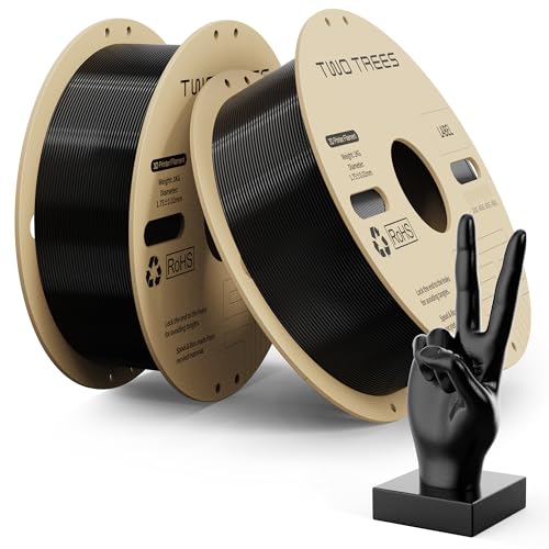 PLA Filament Pro, 2 Rollen 1 kg Hyper PLA Hochgeschwindigkeits-3D-Druckerfilament, 1,75 mm schwarz 2 kg 3D-Druckmaterialien, Maßgenauigkeit +/- 0,03 mm, kompatibel mit den meisten FDM 3D-Druckern von OUYZGIA