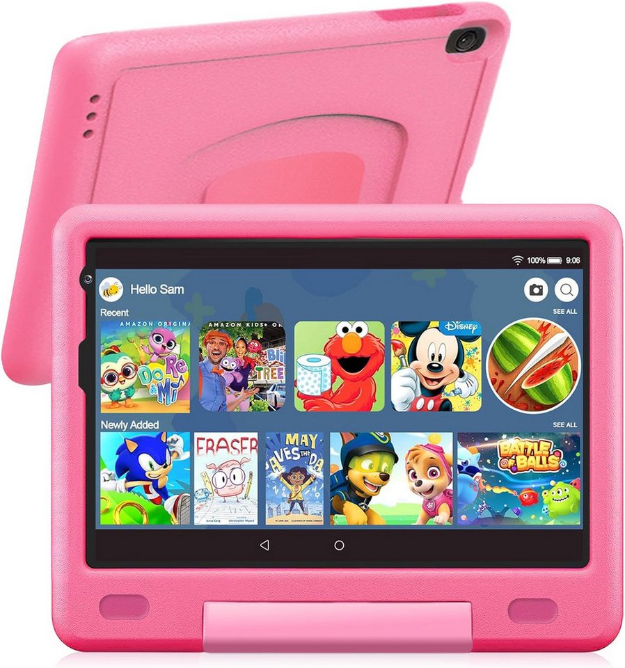 OUZRS Fur Kinder Kindersicherung, Dual-Kamera HD/IPS Tablet (9", 128 GB, Android 13, Mit 5G WiFi/ BT 5.0/ Netflix/ YouTube, mit Hüllen) von OUZRS