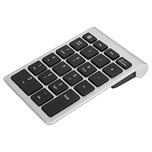 OVAQUIXI RF304 22-Tasten-Ziffernblock, Kabelloser Ziffernblock, USB 2.4G Kabellose Mi-NI-Tastatur mit Empfänger, Nummernblock (Silber Schwarz) von OVAQUIXI