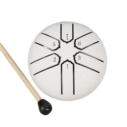 Trommel mit Drumstick, 7,6 cm, 6 Noten, kleine Metallhandpfannen, Schlagzeug, Instrument, Musikspielzeug von OVERTOYOU