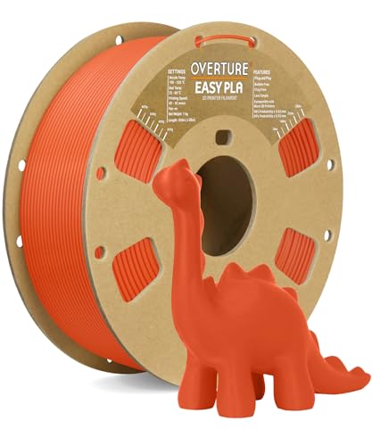 OVERTURE Easy PLA 1.75 mm 3D Druckerfilament, 1kg (2.2 lbs), Verstärkt Zähigkeit PLA, Maßgenauigkeit +/- 0,02 mm für die meisten FDM-Drucker (Orange) von OVERTURE