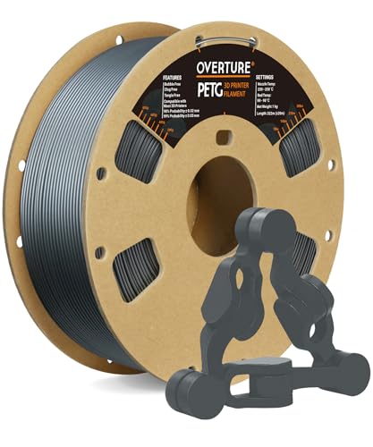 OVERTURE PETG Filament 1,75 mm, 1 kg (2,2 lbs) Spule, Maßgenauigkeit +/- 0,05 mm (Space Grau) von OVERTURE