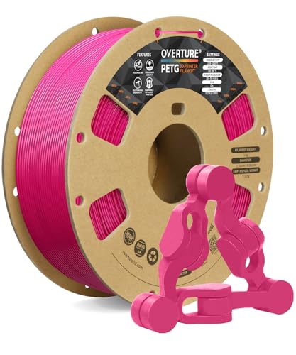 OVERTURE PETG Filament Aufgerüstet 1,75 mm, 1kg (2,2 lbs) Spule, 3D-Druck-Filament, Maßgenauigkeit +/- 0.02 mm (Magenta) von OVERTURE