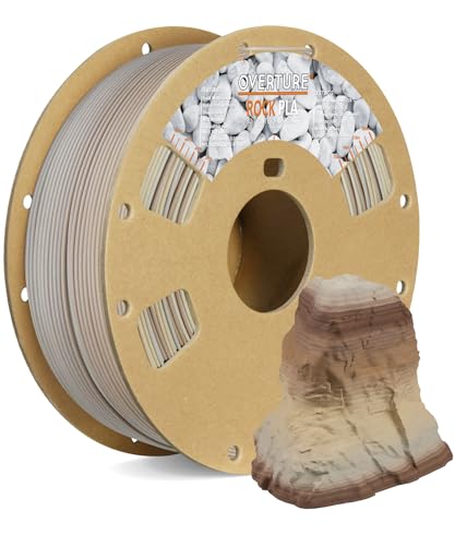 OVERTURE Rock PLA Filament 1.75mm Verbrauch, Marble PLA 1kg Spule (2.2lbs), Maßgenauigkeit +/-0.05mm, für Drucker 3D (Fossil Rock) von OVERTURE