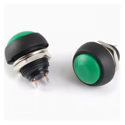 10pcs PBS-33B 12mm Push Button ON OFF Momentary Switch 2 Pin Waterproof Power Reset Non-locking Switch(Green) von OVSHPUZV