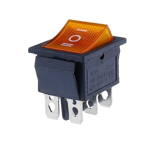 1PCS KCD4 Rocker Switch Power Switch ON-OFF-ON 3 Position 6 Electrical equipment With Light Switch 16A 250VAC/ 20A 125VA(Yellow) von OVSHPUZV