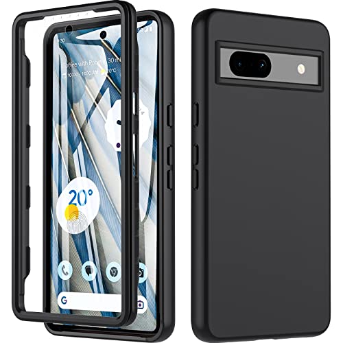 Für Google Pixel 7a Hülle, 360 Grad Rundumschutz Stoßfest Silikon Roubst Bumper Case Mit PET Integriertem Displayschutz Outdoor Handyhülle Cover Schutzhülle , Schwarz von OWKEY