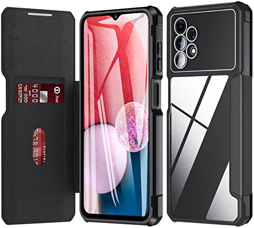 Hülle für Samsung Galaxy A04s|A13 4G|A13 5G,Samsung A04s|A13 Klapphülle,Upgraded Premium PU Leder Klappbar Hülle Stoßfest Flipcase Schutzhülle Magnet Kartenfach Standfunktion Tasche Handyhülle Schwarz von OWKEY