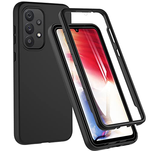 OWKEY 360 Grad Hülle Kompatibel mit Samsung Galaxy A33, Ganzkörper Schutzhülle mit eingebauter Glas Displayschutzfolie, Stoßfeste Fullbody Handyhülle für Samsung Galaxy A33 (Schwarz) von OWKEY