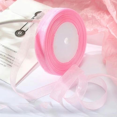 Transparentes Chiffonband, Geschenkband, 12mm-40mm 50 Yards Organzaband for Verpacken von Weihnachtsfeiern, Heimwerken, Geschenkverpackungen, Hochzeitsdekorationen, Bändern aus handgefertigtem Stoff(P von OXOLAMRIN