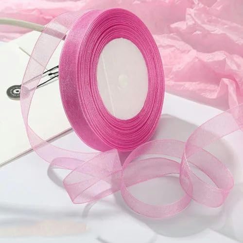 Transparentes Chiffonband, Geschenkband, 12mm-40mm 50 Yards Organzaband for Verpacken von Weihnachtsfeiern, Heimwerken, Geschenkverpackungen, Hochzeitsdekorationen, Bändern aus handgefertigtem Stoff(I von OXOLAMRIN