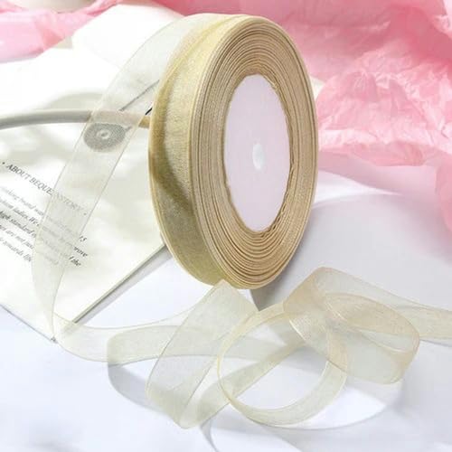 Transparentes Chiffonband, Geschenkband, 12mm-40mm 50 Yards Organzaband for Verpacken von Weihnachtsfeiern, Heimwerken, Geschenkverpackungen, Hochzeitsdekorationen, Bändern aus handgefertigtem Stoff(A von OXOLAMRIN