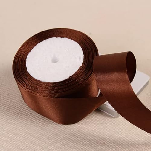 Transparentes Chiffonband, Geschenkband, 25 Yards 6 10 15 20 25 40 50 mm Satinband Bänder for Party Hochzeit Dekoration handgemachte Rose Schmetterling Haarspange Geschenke Band(Coffee,40mmSatin Ribbo von OXOLAMRIN