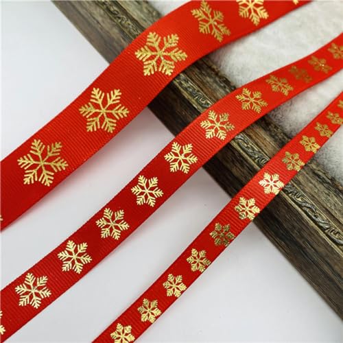 Transparentes Chiffonband, Geschenkband, 5yards/Lot 10mm 15mm 25mm Weihnachten Band Drucken Ripsband for Handgemachte Schleife Weihnachten Dekorationen DIY Geschenk Verpackung(Red,25mm 5yards) von OXOLAMRIN