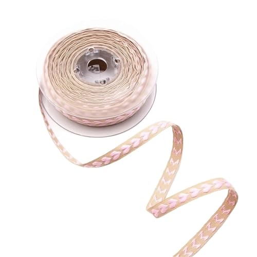 rohrbandbandrolle, rohrbandfaserhandwerkband, 10 mm rosa rot weißes Herzband for Hochzeitsdekoration, Geschenkverpackung, Schleifen, DIY-Bastelzubehör, 10 m(Pink) von OXOLAMRIN