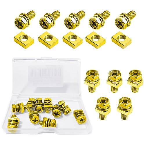 10 Sets Motorrad Batterie Schrauben und Muttern,Hexagon Maschinenschraube für ATV Fahrzeug, Roller, Motorrad, Quad Bike M6x14mm,304 Edelstahl (Gold) von OXTXO