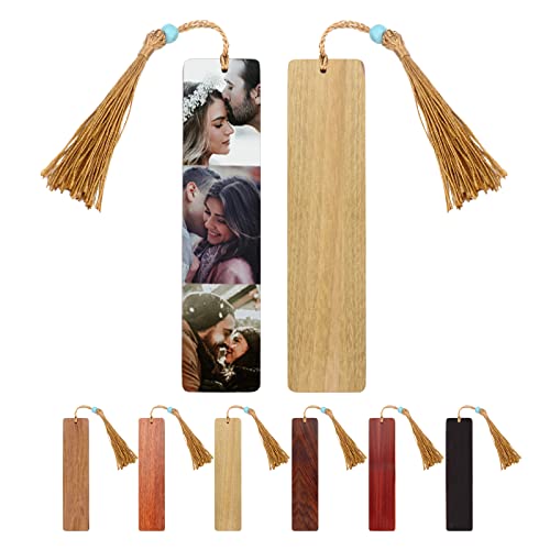 Lesezeichen Personalisiert Holz mit Fotos, OXYEFEI Bookmark mit Vintage Quasten Anhänger Geschenkbox Set 6 Stil zur Auswahl Individuelles Foto Geschenke für Mama Papa Familie Freundin Männer von OXYEFEI