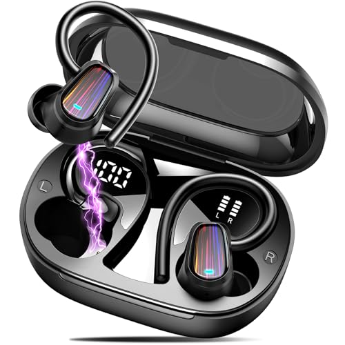 OYIB Bluetooth Kopfhörer Sport, Kopfhörer Kabellos Bluetooth 5.4 In Ear Kopfhörer mit CVC8.0 Mic, 50Std Immersiver HiFi Stereo Ohrhörer, Dual LED-Anzeige, IPX7 Wasserdicht Earbuds mit Ohrhaken/USB-C von OYIB