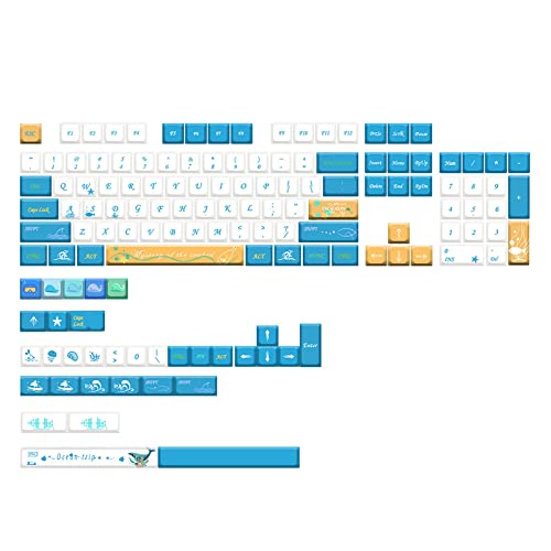 UnderseaMystery Tastenkappen, 137 Tasten, XDA-Profil, PBT-Farbstoff-Sublimation, für Tastenkappen, 6,25 U, 7U, Platz für mechanische Tastatur, Pbt-Farbstoff-Sublimationstastenkappen von Oadnijuie