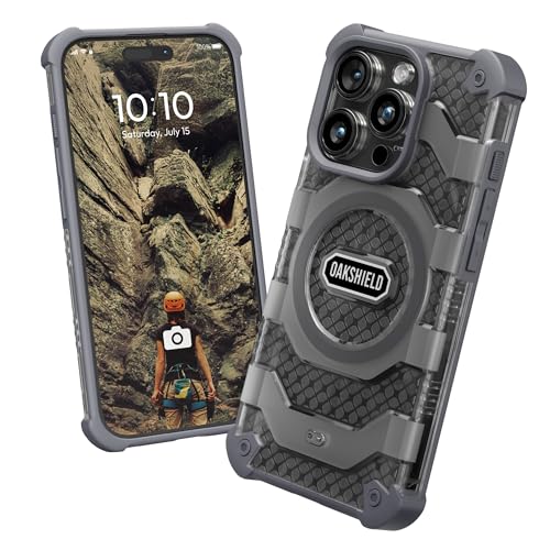Oakshield Handyhülle kompatibel mit iPhone 15 Pro Hülle - iPhone 15 Pro Case kompatibel mit MagSafe-Zubehör - Schutzhülle mit Ständer - Falltest nach Militärstandard - Grau Oakshield Handyhülle kompatibel mit iPhone 15 Pro Hülle - iPhone 15 Pro Case kompatibel mit MagSafe-Zubehör - Schutzhülle mit Ständer - Falltest nach Militärstandard - Grau von Oakshield