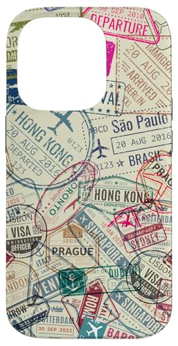 Hülle für iPhone 14 Pro Vintage World Map Travel Passport Stamps Postage Stamp 2025 von Obeezon