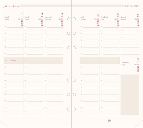 OBERTHUR - Nachfüllpack für Organizer 17 Wochenkalender Vertikal – Januar 2024 bis Dezember 2024 – Maße: 9,5 x 17 cm von Oberthur