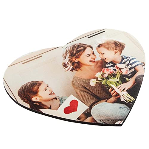 Mauspad in Herzform mit eigenem Foto personalisierbar - Herzförmiges Mauspad mit Fotodruck Ihrer Wahl - Bedruckbares Herz-Mauspad 23 x 20 cm - Herz-Mauspad zum Selbstgestalten von Ocadeau