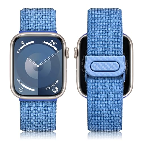 Ocaer Kompatibel mit Apple Watch 46mm 45mm 44mm 49mm 42mm, Sport Nylon Loop iWatch Armband für Apple Watch Ultra 2/1 Series 10 9 8 7 6 5 4 3 2 1 SE, Stoff Geflochtenes Band für Herren Damen,Blau von Ocaer