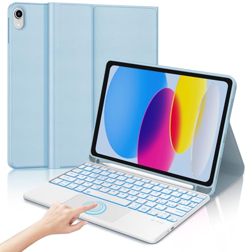 Tastatur für iPad 10 Generation 2022, Hülle mit Tastatur für iPad 10 Generation 10,9 Zoll, Touchpad Bluetooth-Tastatur mit magnetischer Hintergrundbeleuchtung QWERTY Italienisch für iPad 10 Gen 10,9 von Occtingkind