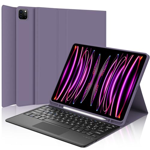 Tastatur für iPad Pro 12.9 mit Touchpad, Tastaturhülle für iPad Pro 6/5/4/3 Generation, italienische Bluetooth-Tastatur für iPad Pro 12,9 Zoll 2022/2021/2020/2018, Violett von Occtingkind