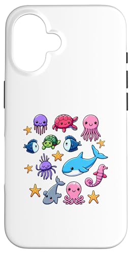 Hülle für iPhone 16 Bunte Meerestiere für Kinder, niedliche Meerestiere von Oceanic Biodiversity Marine Life Clothing for Kids