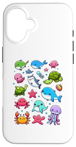 Hülle für iPhone 16 Bunte Meerestiere für Kinder, niedliche Meerestiere von Oceanic Biodiversity Marine Life Clothing for Kids